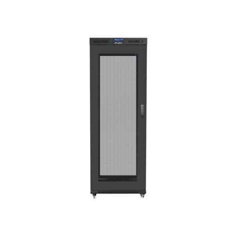 Lanberg FF01-8042-23BL 19" 42U SZÉL:800mm MÉLY:1000mm MAG:2097mm lapraszerelt LCD hálós fémajtós fekete rack szekrény