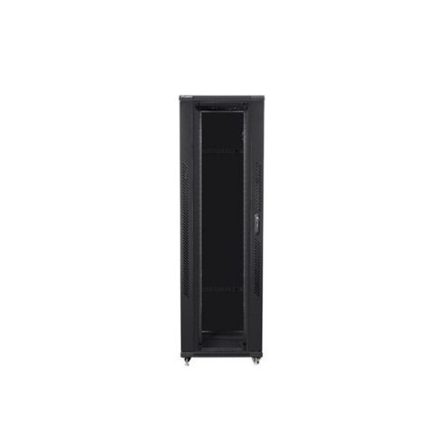 Lanberg FF01-8242-12B 19" 42U SZÉL:800mm MÉLY:1200mm MAG:2047mm lapraszerelt üvegajtós fekete rack szekrény