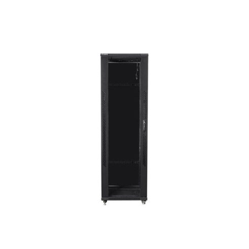Lanberg FF01-8842-12B 19" 42U SZÉL:800mm MÉLY:800mm MAG:2047mm lapraszerelt üvegajtós fekete rack szekrény