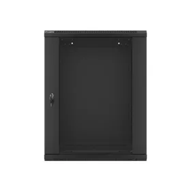   Lanberg WF01-6415-10B 19" 15U SZÉL:600mm MÉLY:450mm MAG:774mm lapraszerelt üvegajtós fekete fali rack szekrény