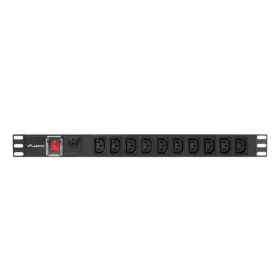   Lanberg PDU-10I-0200-IEC-BK s 2m káblom 19"/1U 10xC13 zásuvka s konektorom C14 čierna predlžovacia lišta s vypínačom