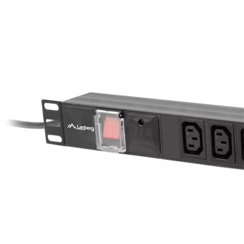 Lanberg PDU-10I-0200-IEC-BK s 2m káblom 19"/1U 10xC13 zásuvka s konektorom C14 čierna predlžovacia lišta s vypínačom
