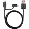 Dátový a nabíjací kábel Varta 57943101401 1m 2v1 USB - microUSB/Lightning čierny