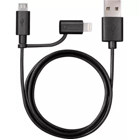   Dátový a nabíjací kábel Varta 57943101401 1m 2v1 USB - microUSB/Lightning čierny