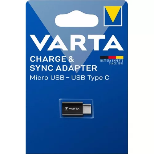 Adaptér Varta 57945101401 microUSB - Type-C čierny