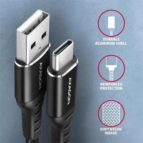 Kábel pre dátum a informácie Axagon BUCM-AM15AB 1,5 m konektor C - USB čierny