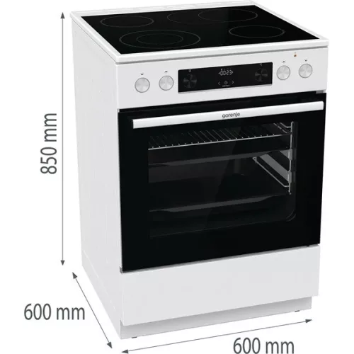 Gorenje GECS6C70WPA fehér, szabadonálló, kerámialapos, elektromos, főzőzóna: 4, sütő:71L, grill, tűzhely