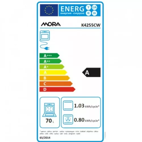 Mora K4255CW fehér, szabadonálló, gáz, kombinált, főzőzóna:4, sütőtér:70L, tűzhely