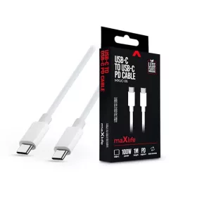   Dátový a nabíjací kábel Maxlife TF-0181 1m 100W Type-C samec-samec biely