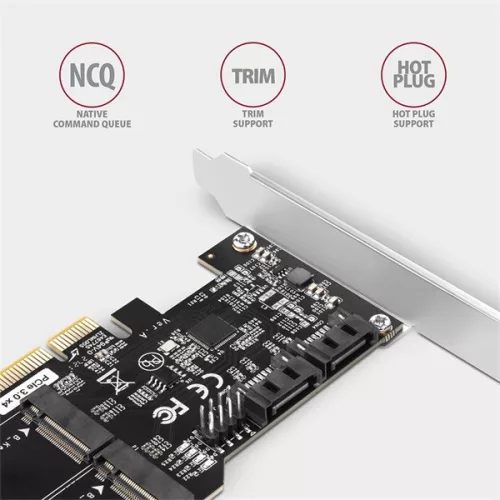 Axagon PCES-SA4M2 2 ks interných portov SATAIII + 2 ks slotov SATA M.2 PCI-Express karta