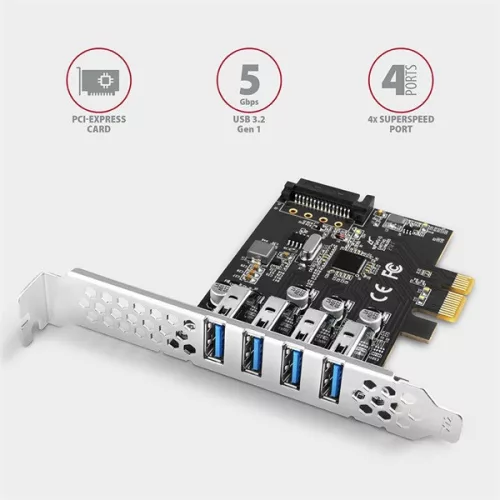 Axagon PCEU-43RS 4-portová PCI-Express karta USB 3.2 gen1
