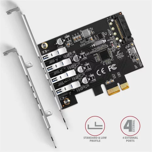 Axagon PCEU-43RS 4-portová PCI-Express karta USB 3.2 gen1