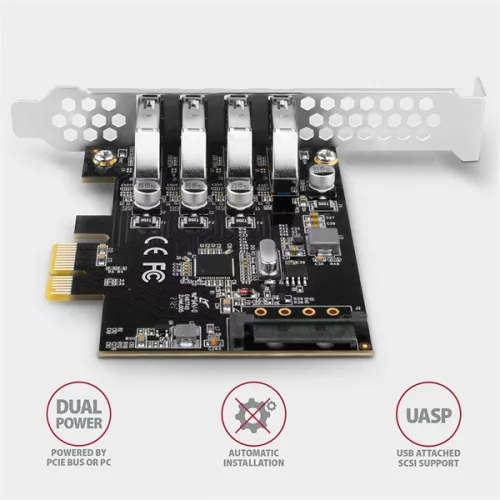 Axagon PCEU-43RS 4-portová PCI-Express karta USB 3.2 gen1