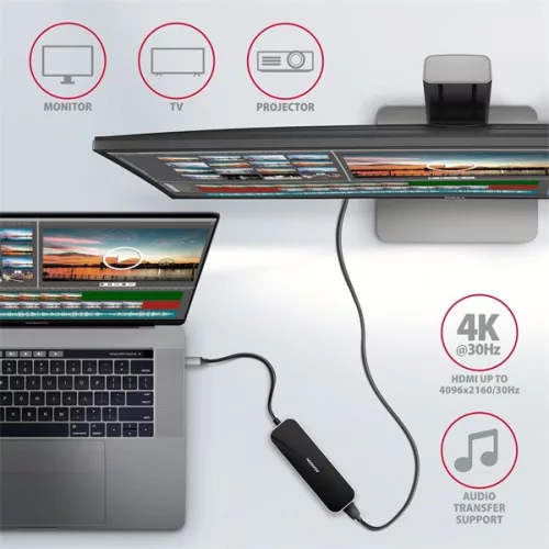 Axagon HMC-6H4A SuperSpeed ​​​​USB-C COMBO Hub 6 v 1