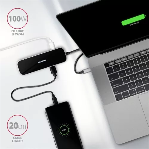 Axagon HMC-6H4A SuperSpeed ​​​​USB-C COMBO Hub 6 v 1