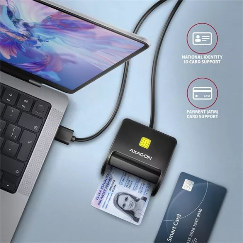 Čítačka čipových kariet Axagon CRE-SM3N USB Smart card FlatReader