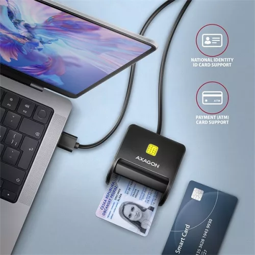 Čítačka čipových kariet Axagon CRE-SM3SD USB a SD/microSD/SIM FlatReader