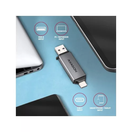 Čítačka mini kariet Axagon CRE-DAC Mobile USB 3.2 Gen 1 USB-C + USB-A SD/microSD