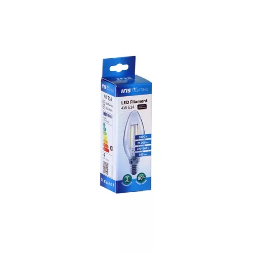 Žiarovka Iris Lighting Filament E14 FLC35 4W/3000K/360lm, sviečková LED, zdroj svetla