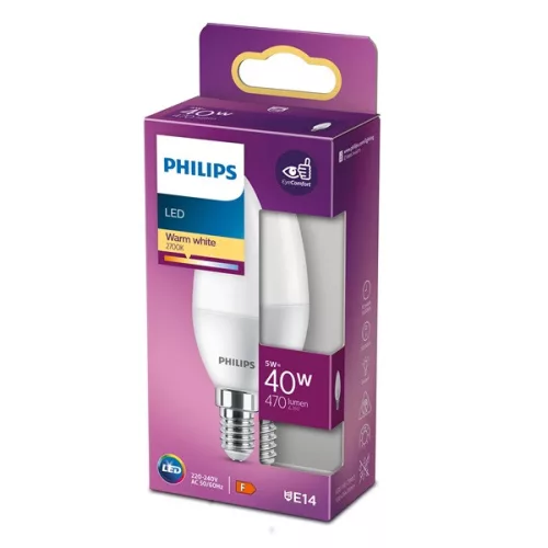 Philips 929002977718 E14 40W matný teplý biely sviečkový LED zdroj svetla