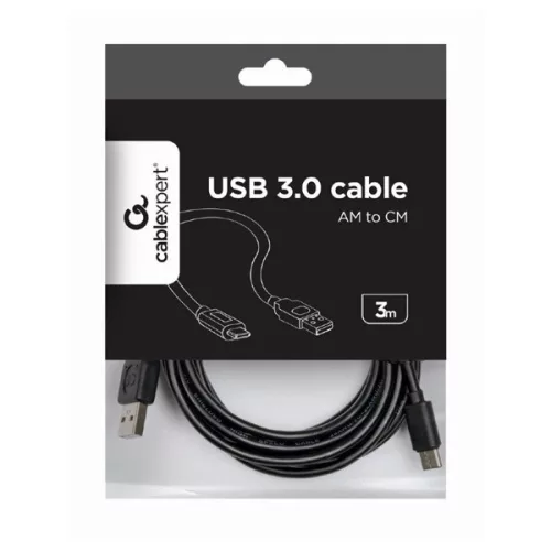 Prepojovací kábel Gembird CCP-USB2-AMCM-10, 3 m, USB A samec - USB C samec, čierny