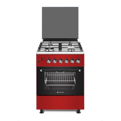 Novacook F6TS40EG-R Exclusive Line 60 meggypiros, szabadonálló, gáz, kombinált, főzőzóna: 4, sütő:66L, grill, tűzhely