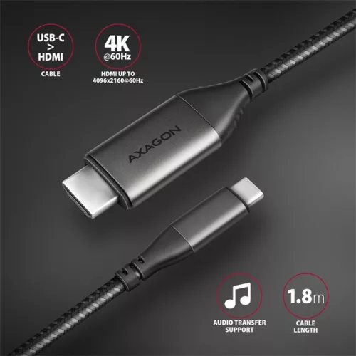 Kábel Axagon RVC-HI2MC USB-C - HDMI 2.0