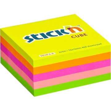   Stick'N 76x76 mm 400 lap neon szivárvány öntapadó kockatömb