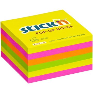   Stick'N 76x76 mm 100 lap/tömb (6 tömb/csomag) neon mix öntapadó jegyzettömb