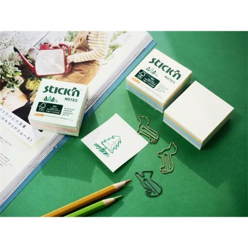 Stick'N 51x51 mm 240 Blatt Waldfarben Pastellmischung selbstklebender Würfelblock