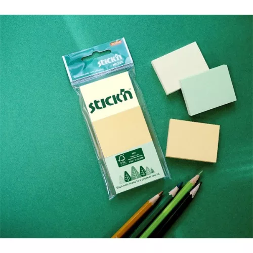 Stick'N 38x51 mm 3x100 Blatt (3 Blöcke/Packung) selbstklebender Notizblock in verschiedenen Pastellfarben