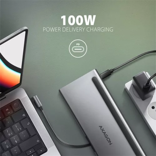 Axagon HMC-4KX3 11v1 strieborný USB HUB typu C