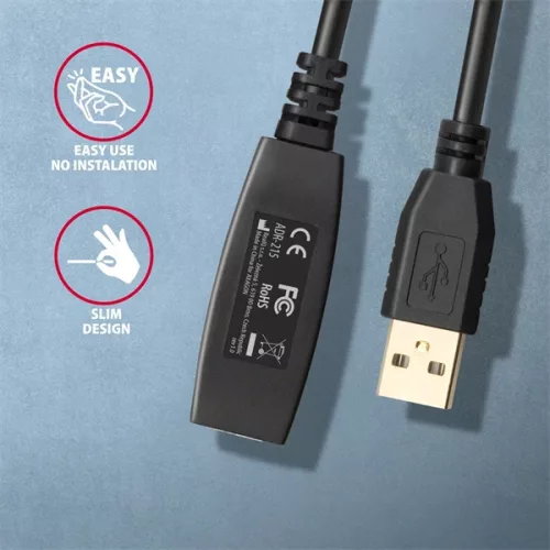 Axagon ADR-215 15m aktívny opakovací kábel USB 2.0 A samec - samica
