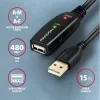 Axagon ADR-215 15m aktívny opakovací kábel USB 2.0 A samec - samica