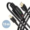 Axagon ADR-215B 15m aktívny opakovací kábel USB 2.0 A samec - USB B samec