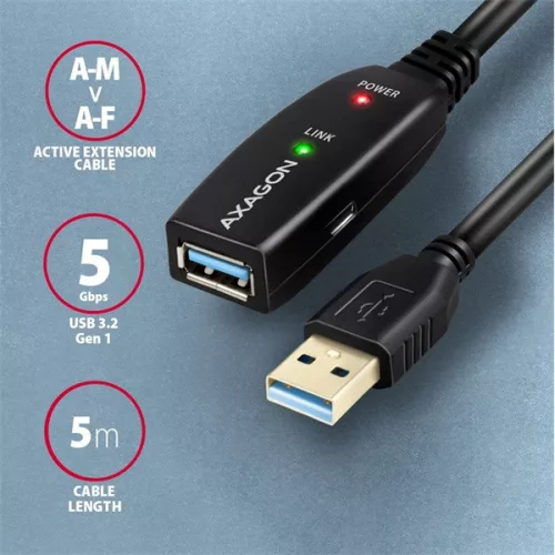 Axagon ADR-305 5m USB 3.2 Gen 1 A samec - samica aktívny opakovací kábel