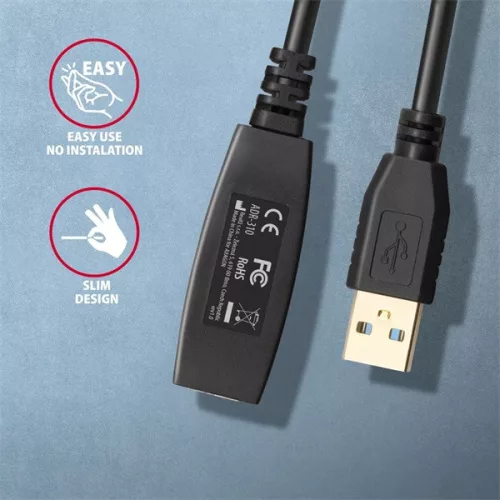 Axagon ADR-310 10m USB 3.2 Gen 1 A samec-samica aktívny opakovací kábel