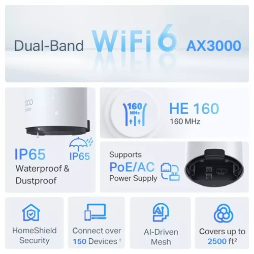 TP-Link DECO X50-Outdoor AX3000 Whole Home Mesh Wi-Fi 6 802.11ax Kültéri Vezeték nélküli rendszer (1db-os)