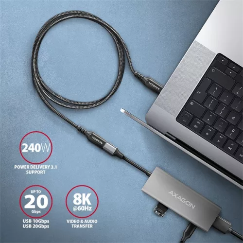 Axagon BUCM32-CF05AB 0,5m predlžovací kábel USB C čierny