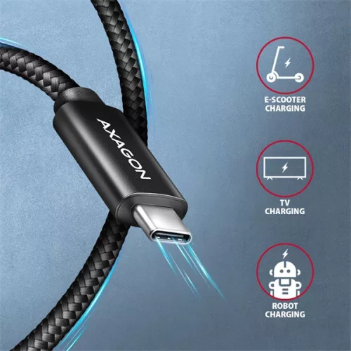 Dátový a nabíjací kábel Axagon BUCM2-CM15AB 1,5 m USB C čierny