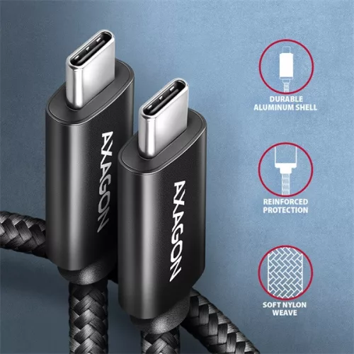 Dátový a nabíjací kábel Axagon BUCM2-CM25AB 2,5 m USB C čierny
