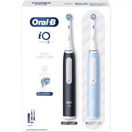 Elektrická zubná kefka Oral-B io series 3 Matt Black/Ice Blue Duo