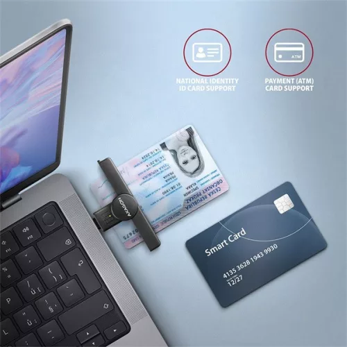 Čítačka čipových kariet Axagon CRE-SMPC USB-C Smart card PocketReader