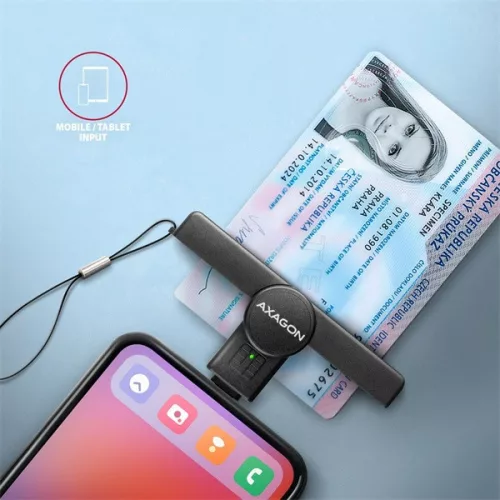 Čítačka čipových kariet Axagon CRE-SMPC USB-C Smart card PocketReader