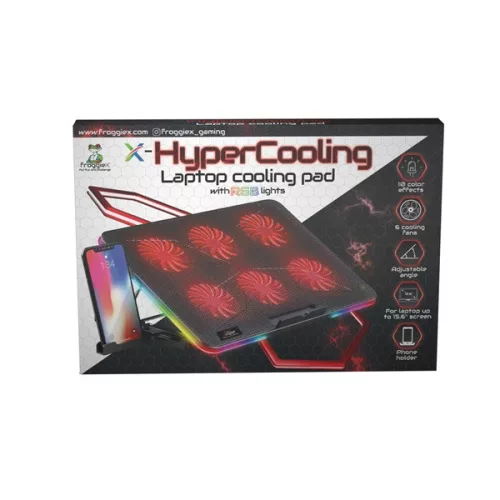 Chladiaca podložka pod notebook FroggieX FX-PC-P2-R HyperCooling s držiakom na telefón