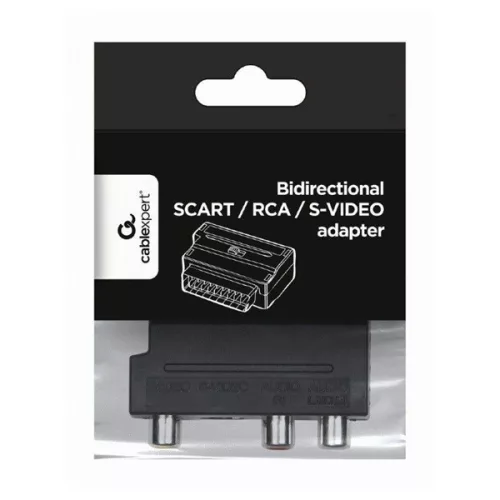 Gembird Scart -> 3db RCA S-Video M/F adapter fekete