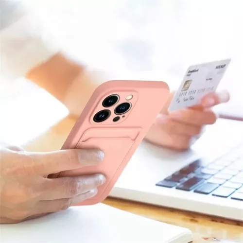 Haffner PT-6852 Apple iPhone 15 Card Case pink szilikon hátlap kártyatartóval