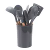 Set de tacâmuri de bucătărie Iris KT-003-DG, gri închis, format din 11 piese