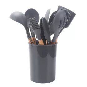   Set de tacâmuri de bucătărie Iris KT-003-DG, gri închis, format din 11 piese