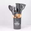 Set de tacâmuri de bucătărie Iris KT-003-DG, gri închis, format din 11 piese